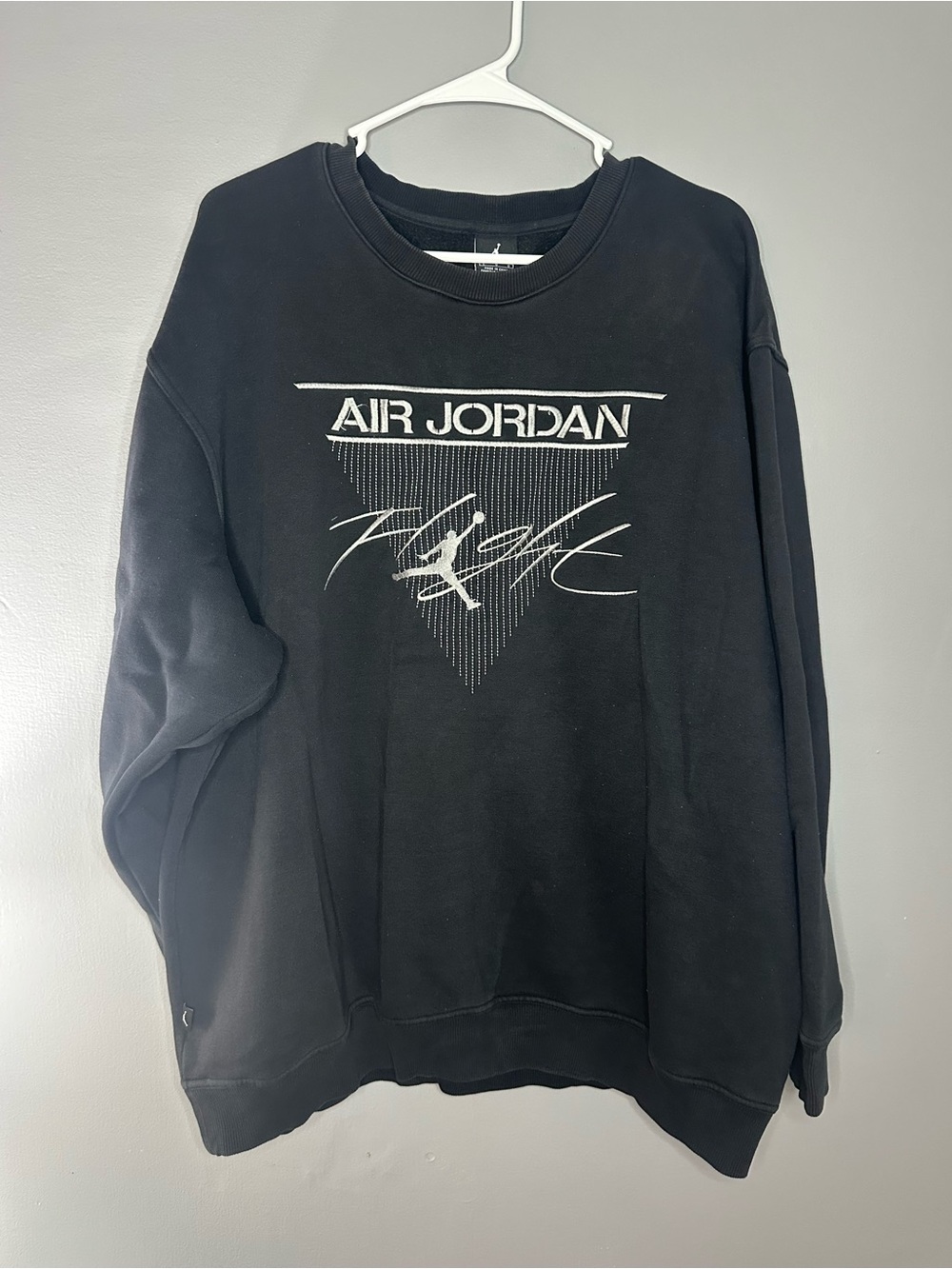 Jordan Men’s Black Crewneck Sweatshirt with White 'Air Jordan Flight' Graphic